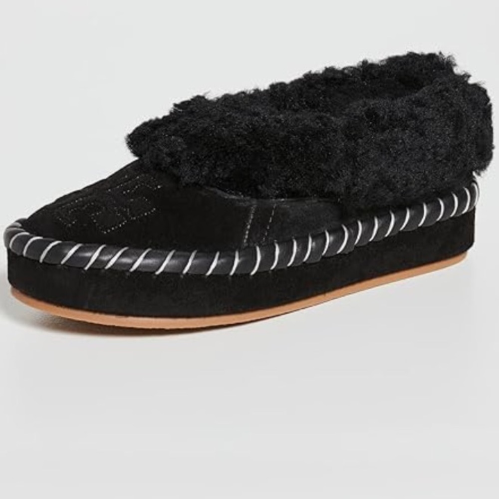 Tory Burch Women's Shearling Slippers in Black Suede Size 5.5 -NWOT - Picture 4 of 4